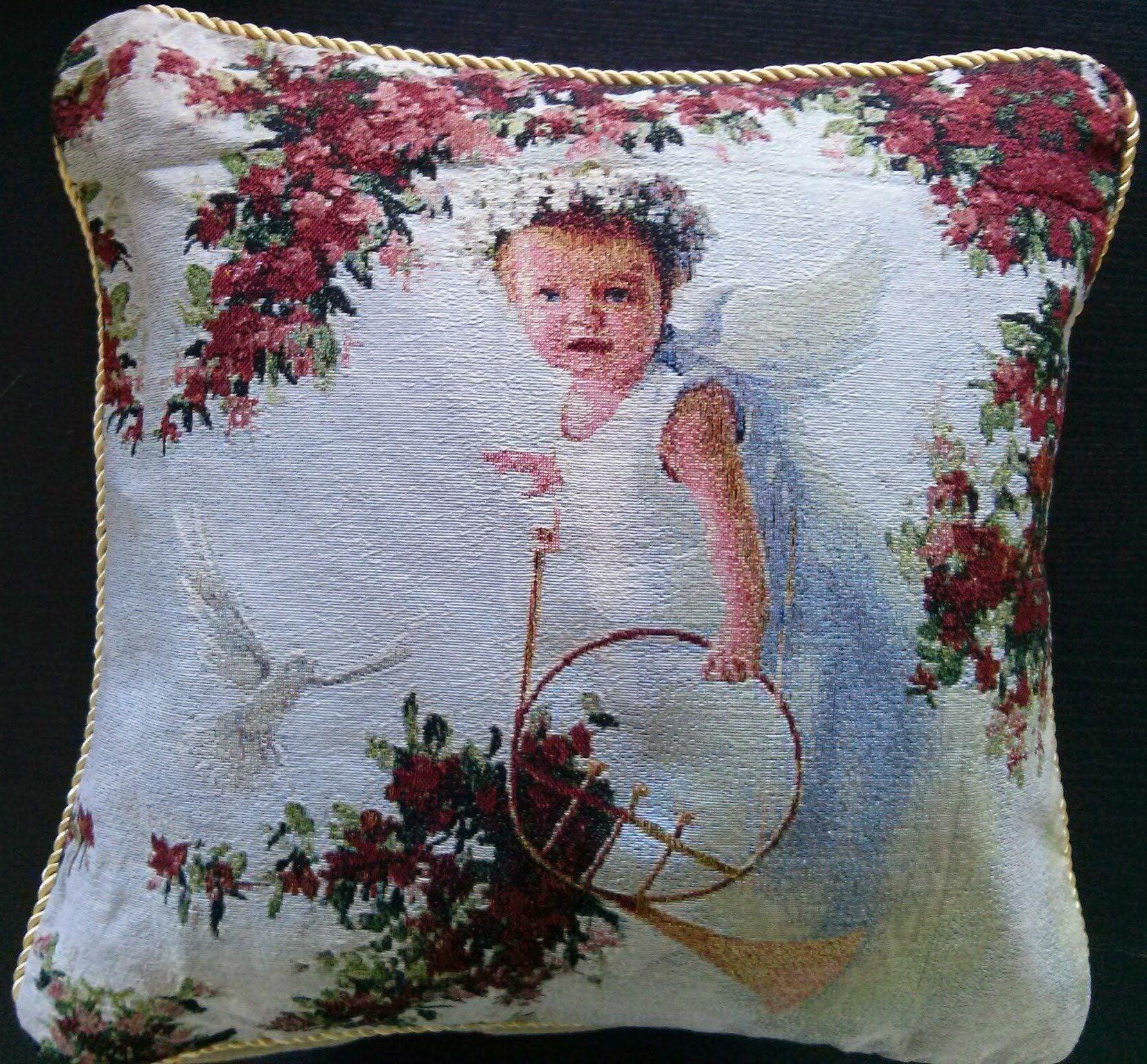 Tache Cupid's Horn 18 x 18 Inch Woven Tapestry Throw Pillow Cushion Cover