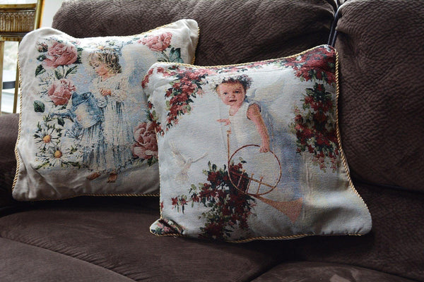 Tache Cupid's Horn 18 x 18 Inch Woven Tapestry Throw Pillow Cushion Cover