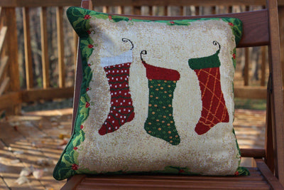 Tache Festive Christmas Holiday Hang My Stockings By the Fireplace Cushion Cover