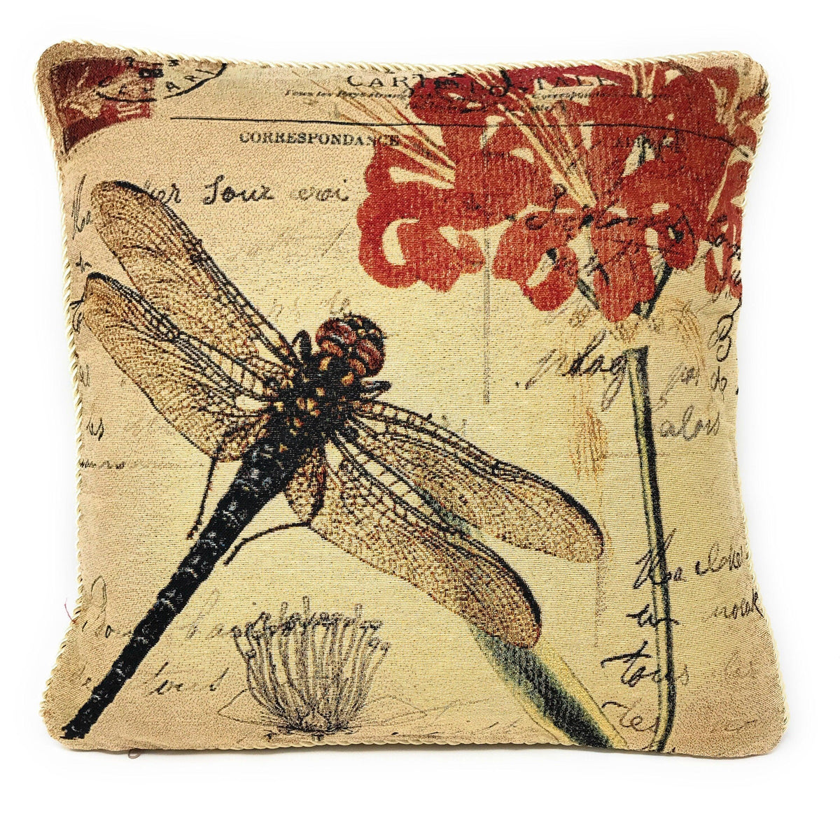 Tache Fly High Dragonfly European Postcard Tapestry Woven Throw Pillow Cover (15044)