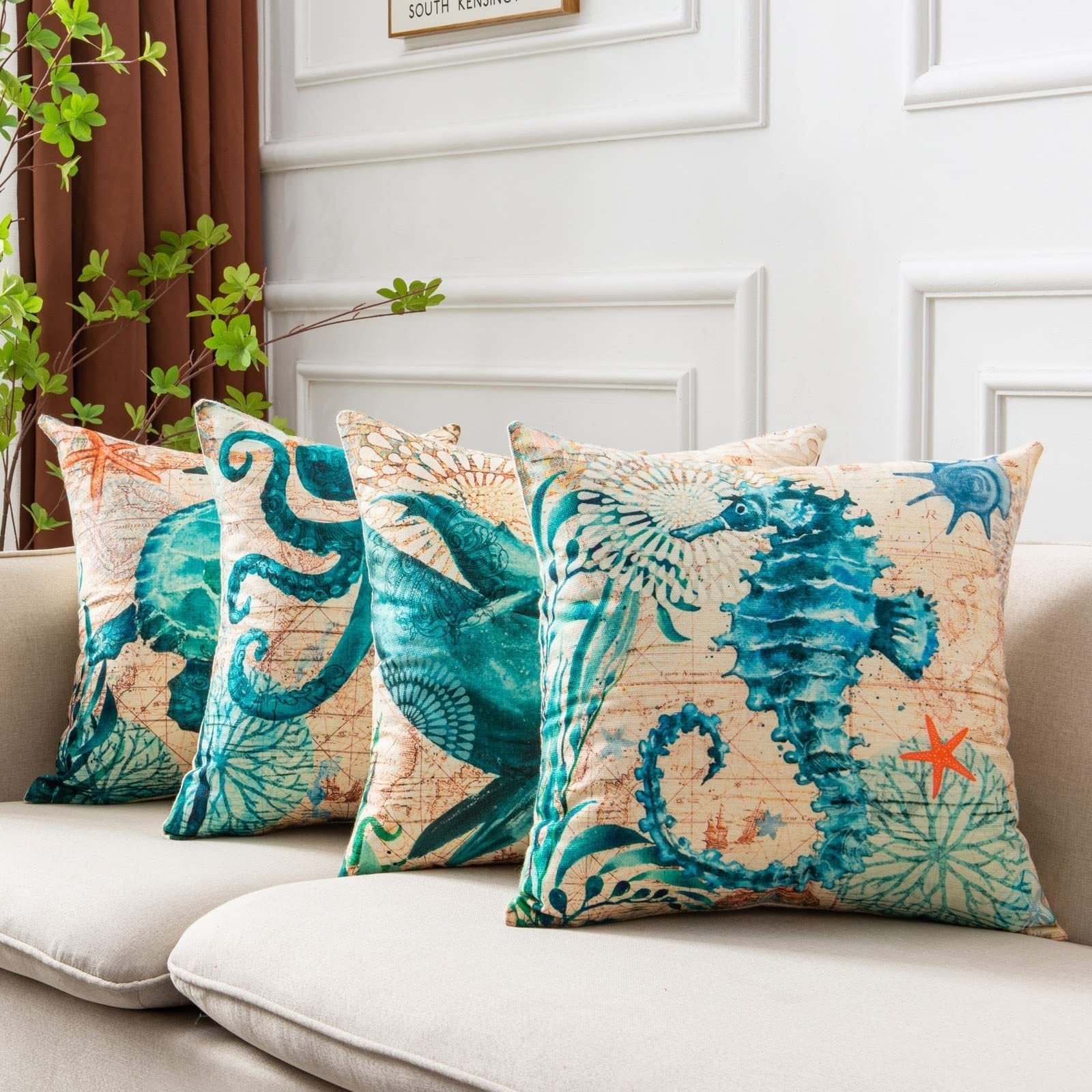 Sea Turtle Print Cushion Cases