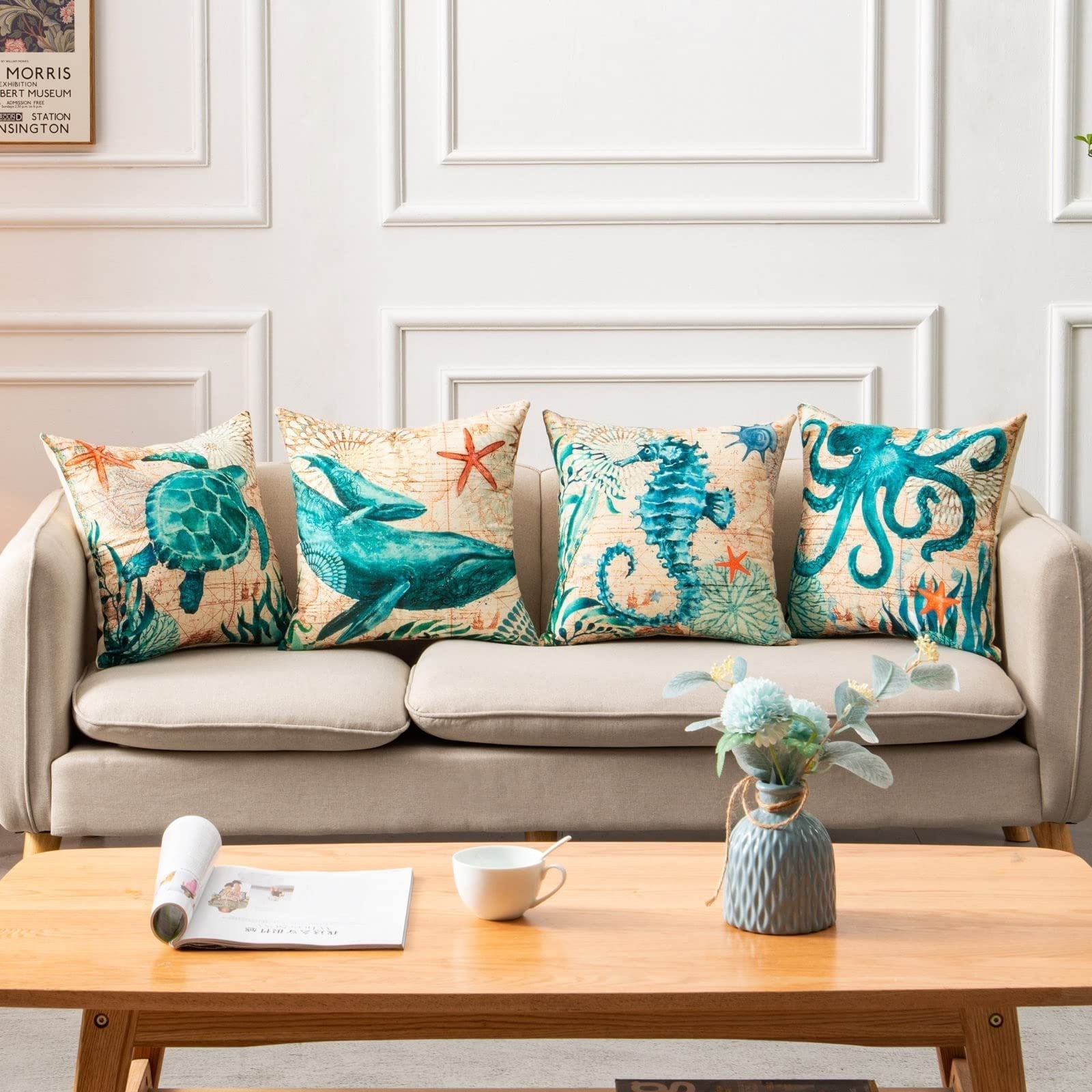 Sea Turtle Print Cushion Cases