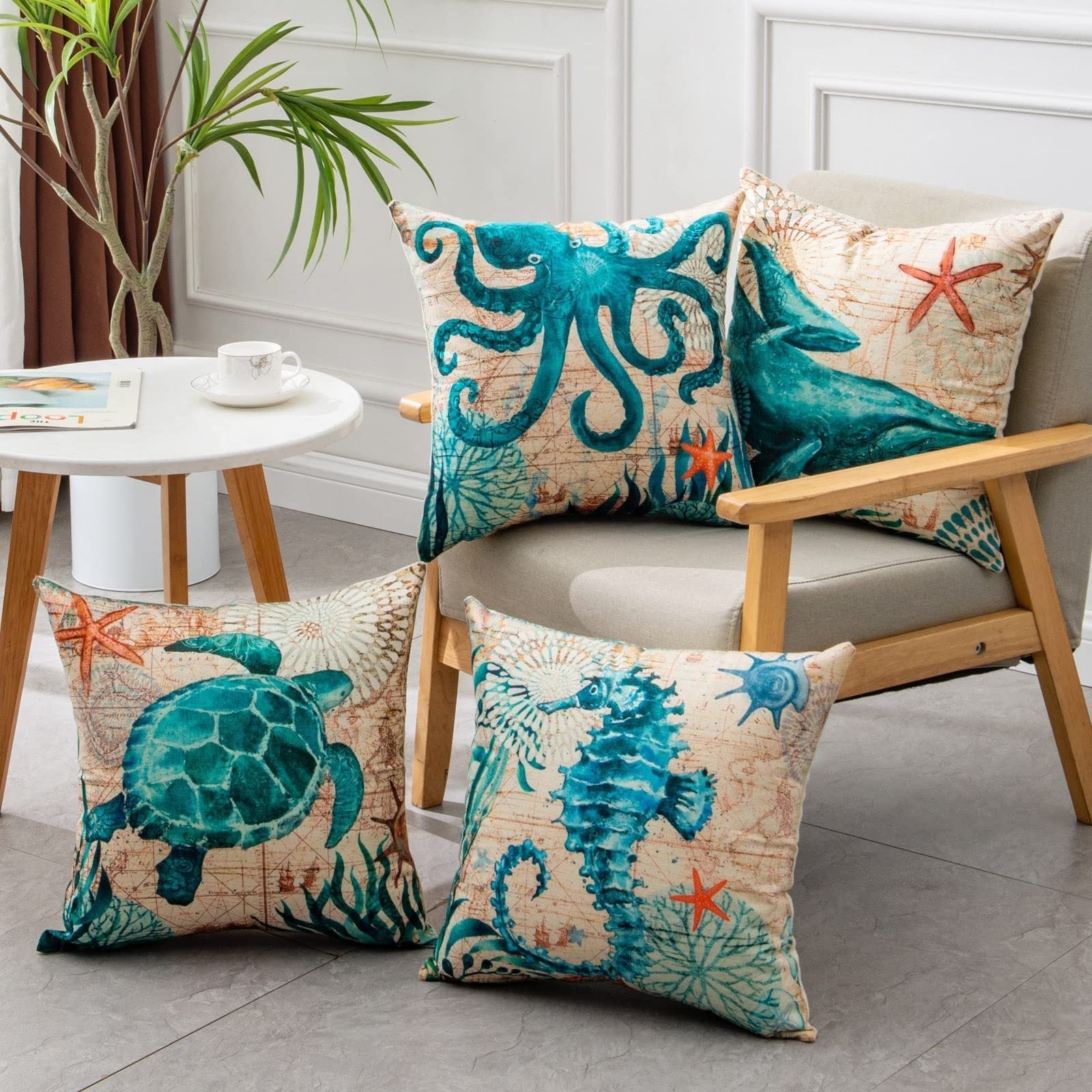 Sea Turtle Print Cushion Cases
