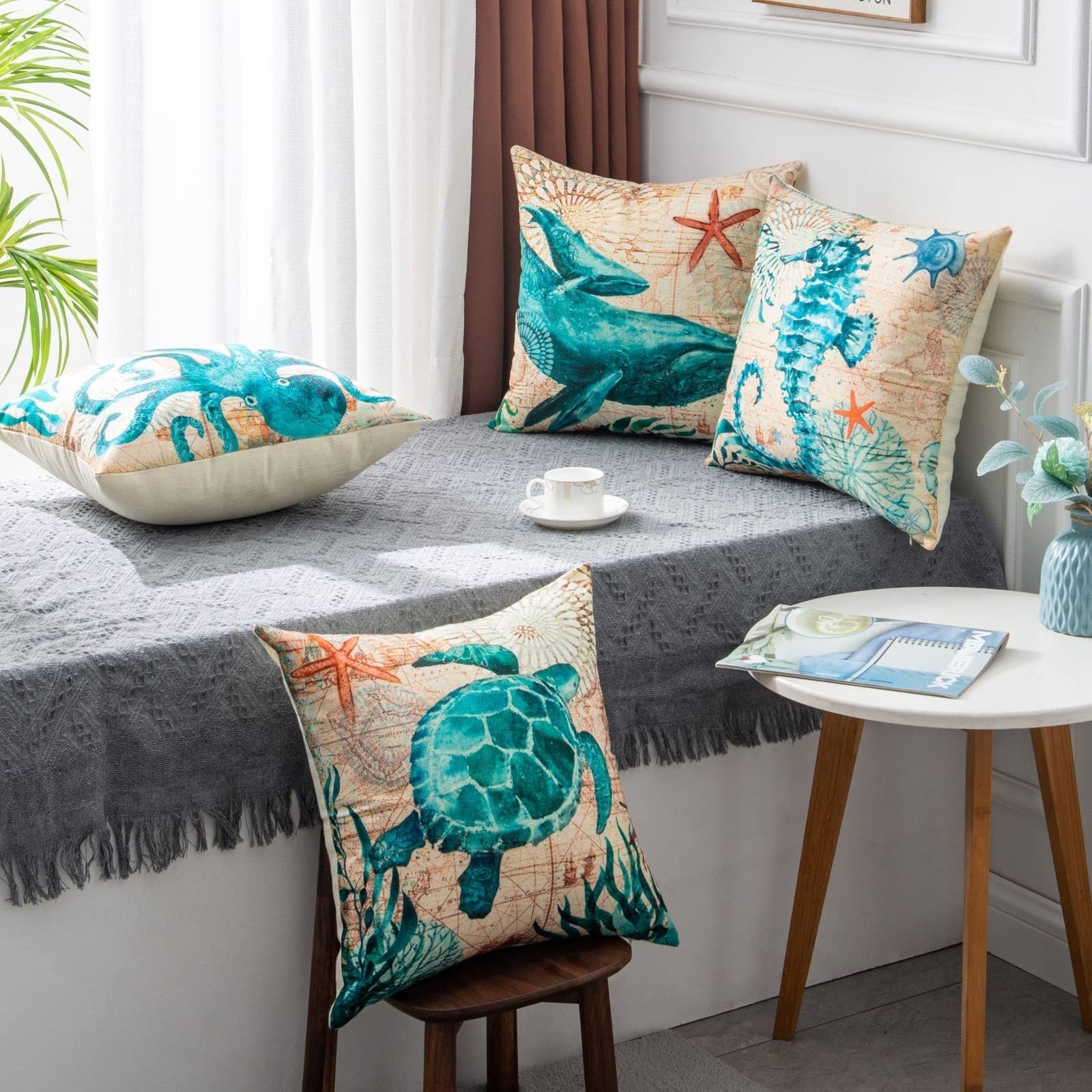 Sea Turtle Print Cushion Cases