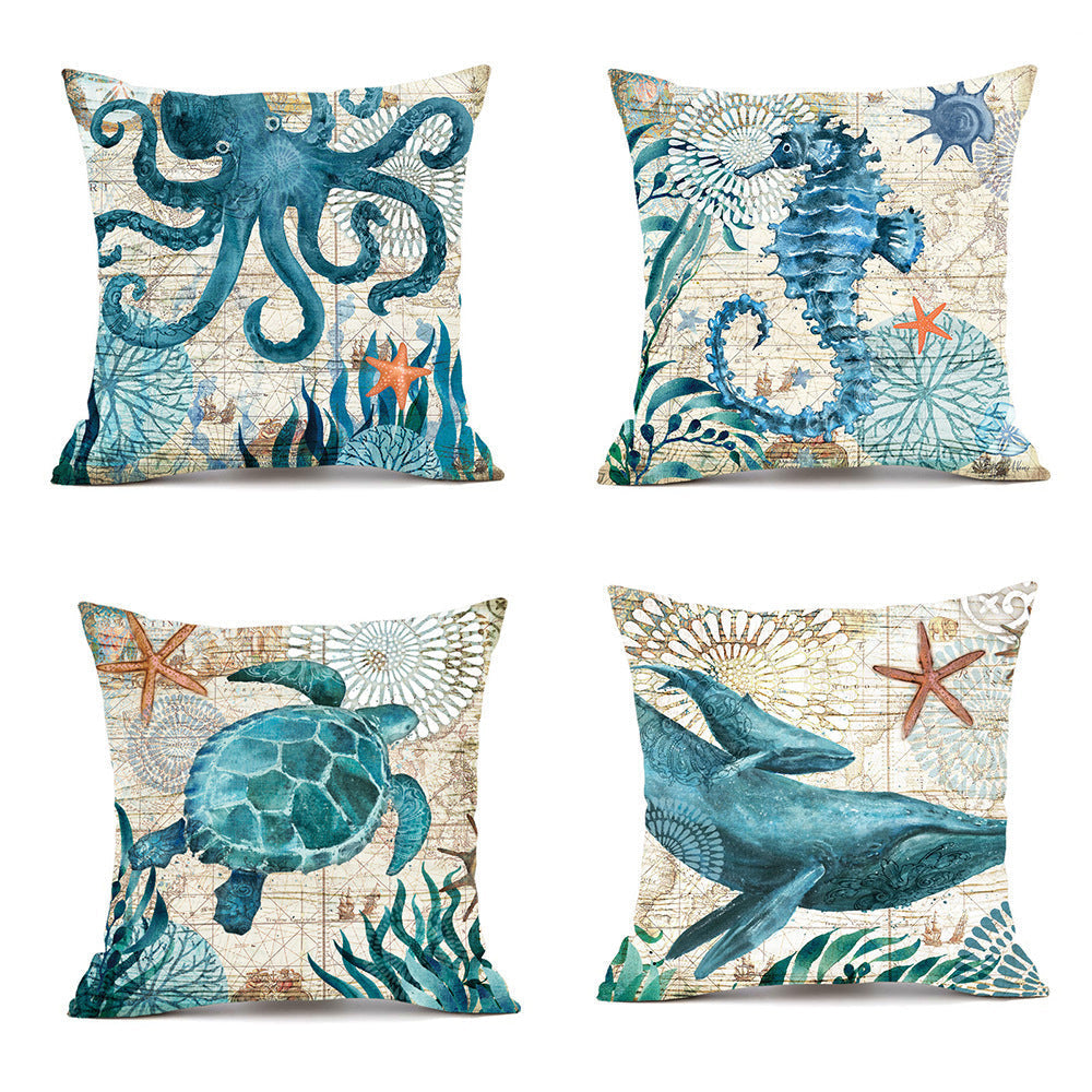 Sea Turtle Print Cushion Cases