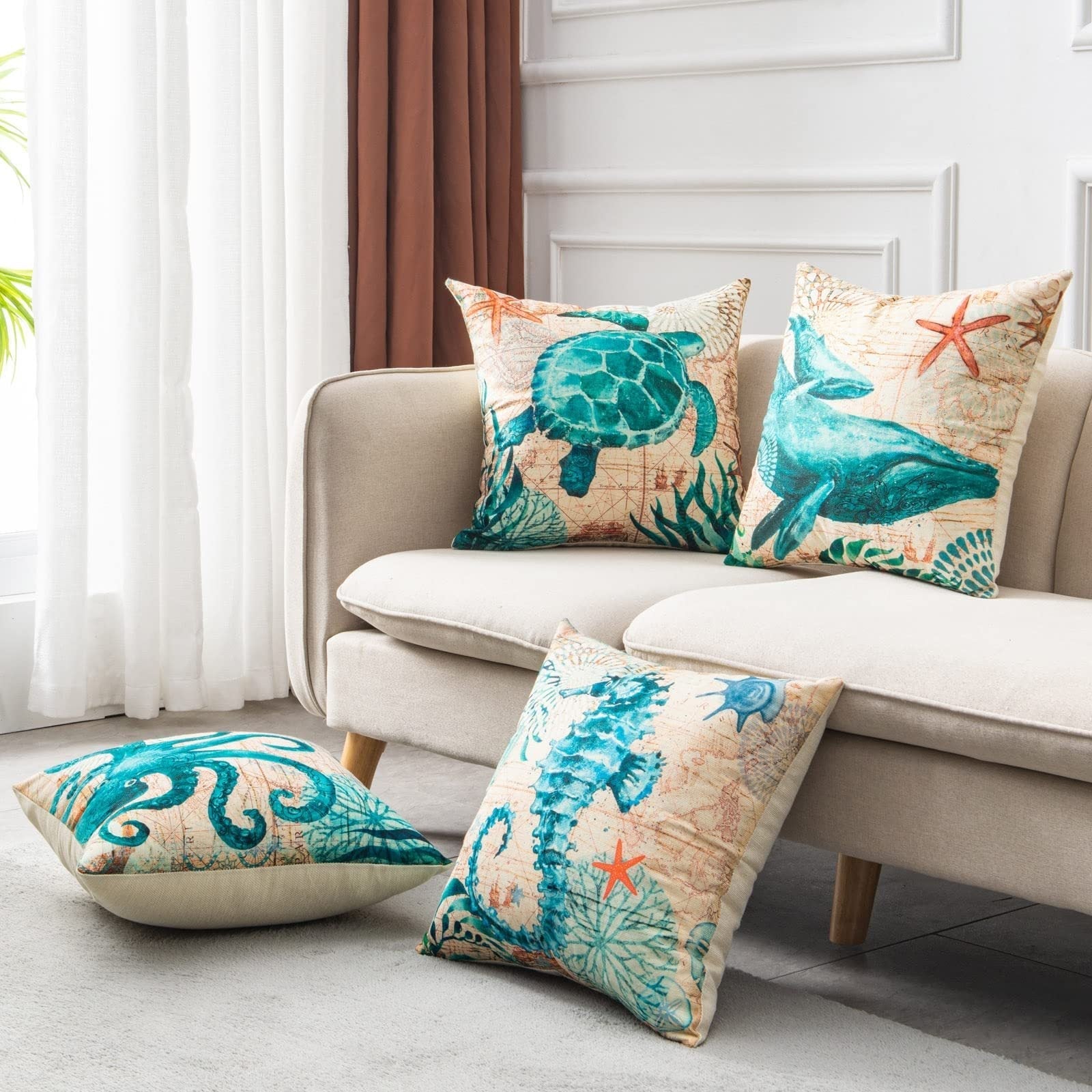 Sea Turtle Print Cushion Cases