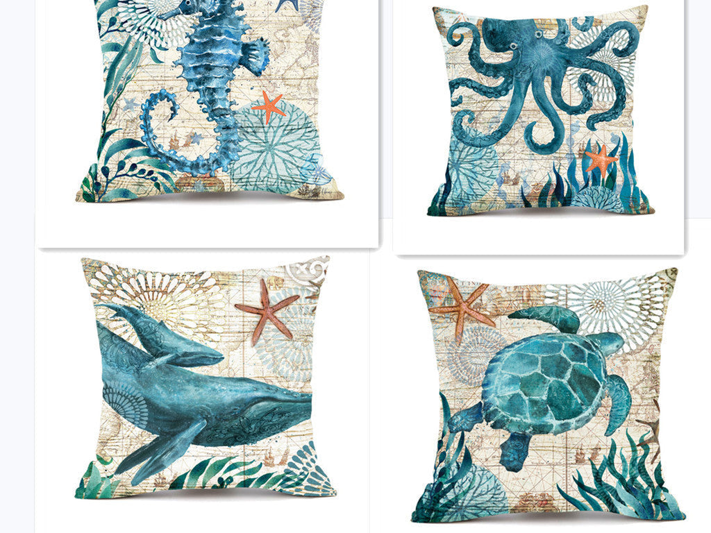 Sea Turtle Print Cushion Cases