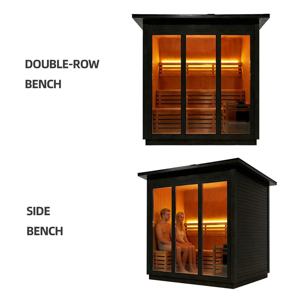 Custom 8-Person Luxury Spruce Outdoor Steam Sauna With Heater And Stones [Made-To-Order] (SAK51642)