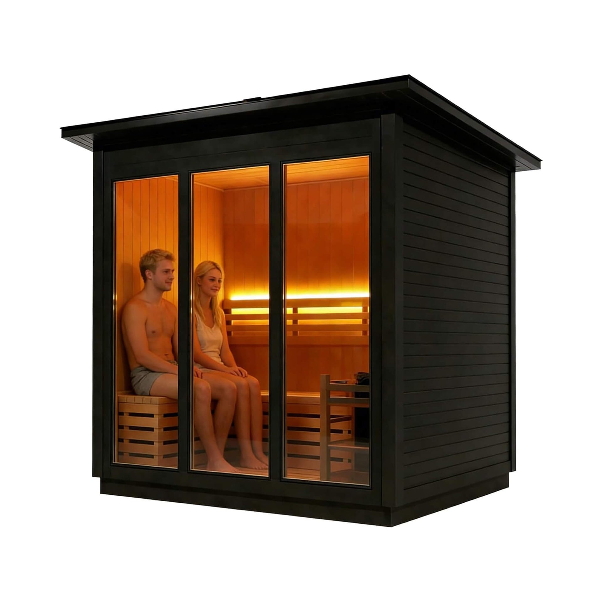 Custom 6-Person Luxury Canadian Hemlock Outdoor Steam Sauna With Heater And Stones [Made-To-Order] (SAK63821)