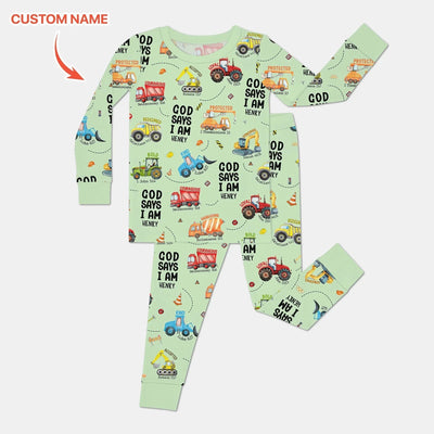Custom Name God Says I Am Boy Bamboo Two Piece Long Sleeve Pajama Set