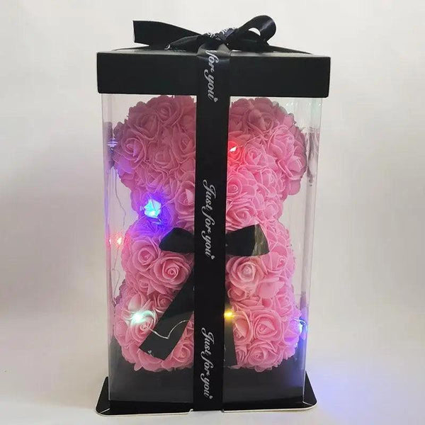 Cute artificial rose flower teddy bears gift box for home decor - Christmas Valentine's Day wedding day presents