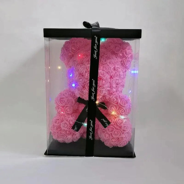 Cute artificial rose flower teddy bears gift box for home decor - Christmas Valentine's Day wedding day presents