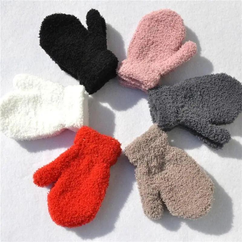 Cute Baby Colorful Thick Warm Gloves For Kids Classic Full Finger Mittens Soft Comfortable Winter Gloves For Children