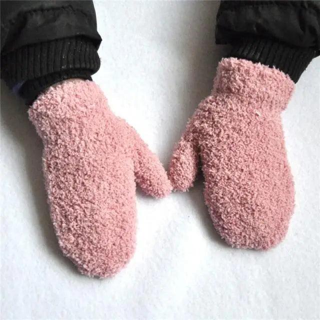 Cute Baby Colorful Thick Warm Gloves For Kids Classic Full Finger Mittens Soft Comfortable Winter Gloves For Children