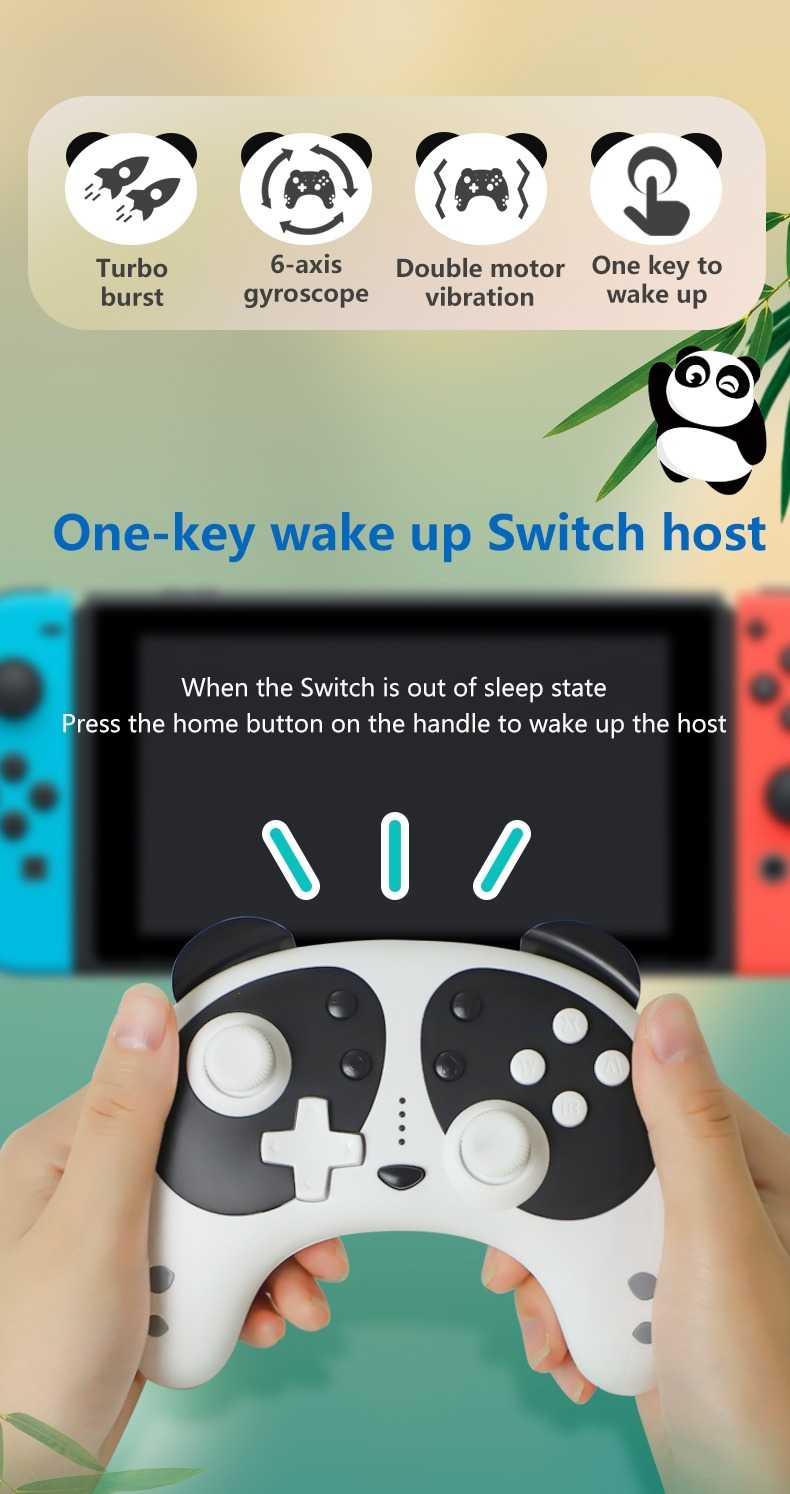 Cute Black White Joystick Wireless Bluetooth Panda Joystick Remote Controller Gamepad Compatible With For PC Laptop