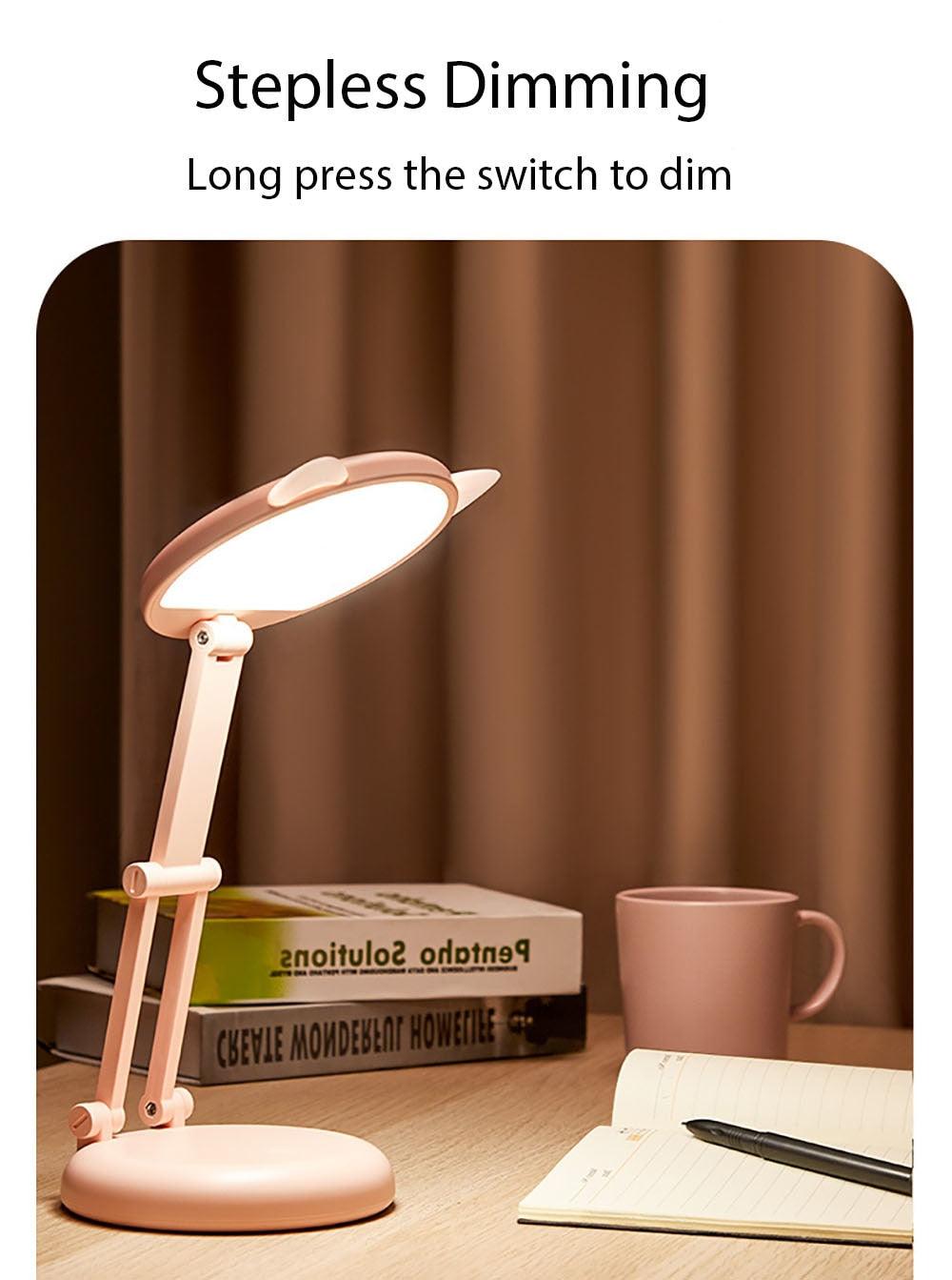 Cute Cat LED Table Lamp Children Study Eye Protection Desk Lamp 3600/6400mAh Long Battery Life Smart Bedroom Night Lamp Decorative Table Lamp Cute Study Lamps for Bedroom Décor