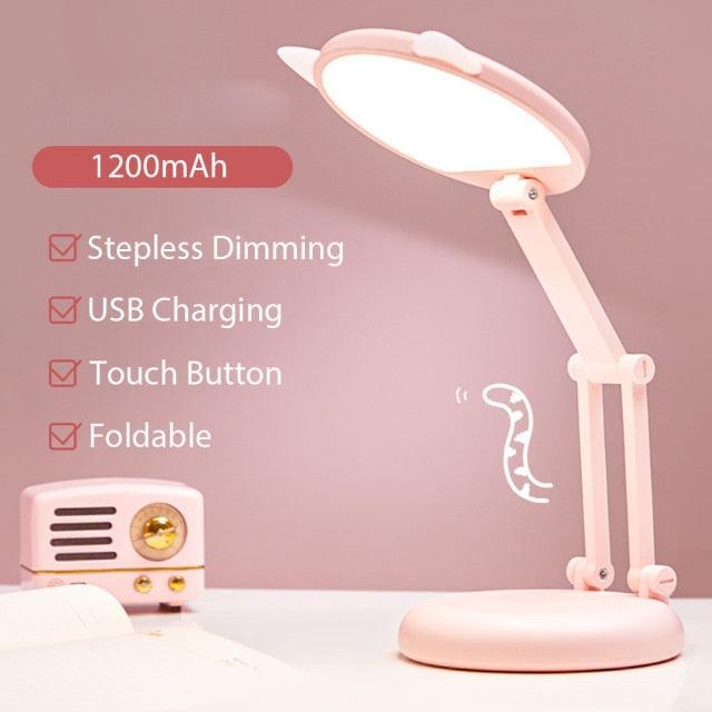 Cute Cat LED Table Lamp Children Study Eye Protection Desk Lamp 3600/6400mAh Long Battery Life Smart Bedroom Night Lamp Decorative Table Lamp Cute Study Lamps for Bedroom Décor