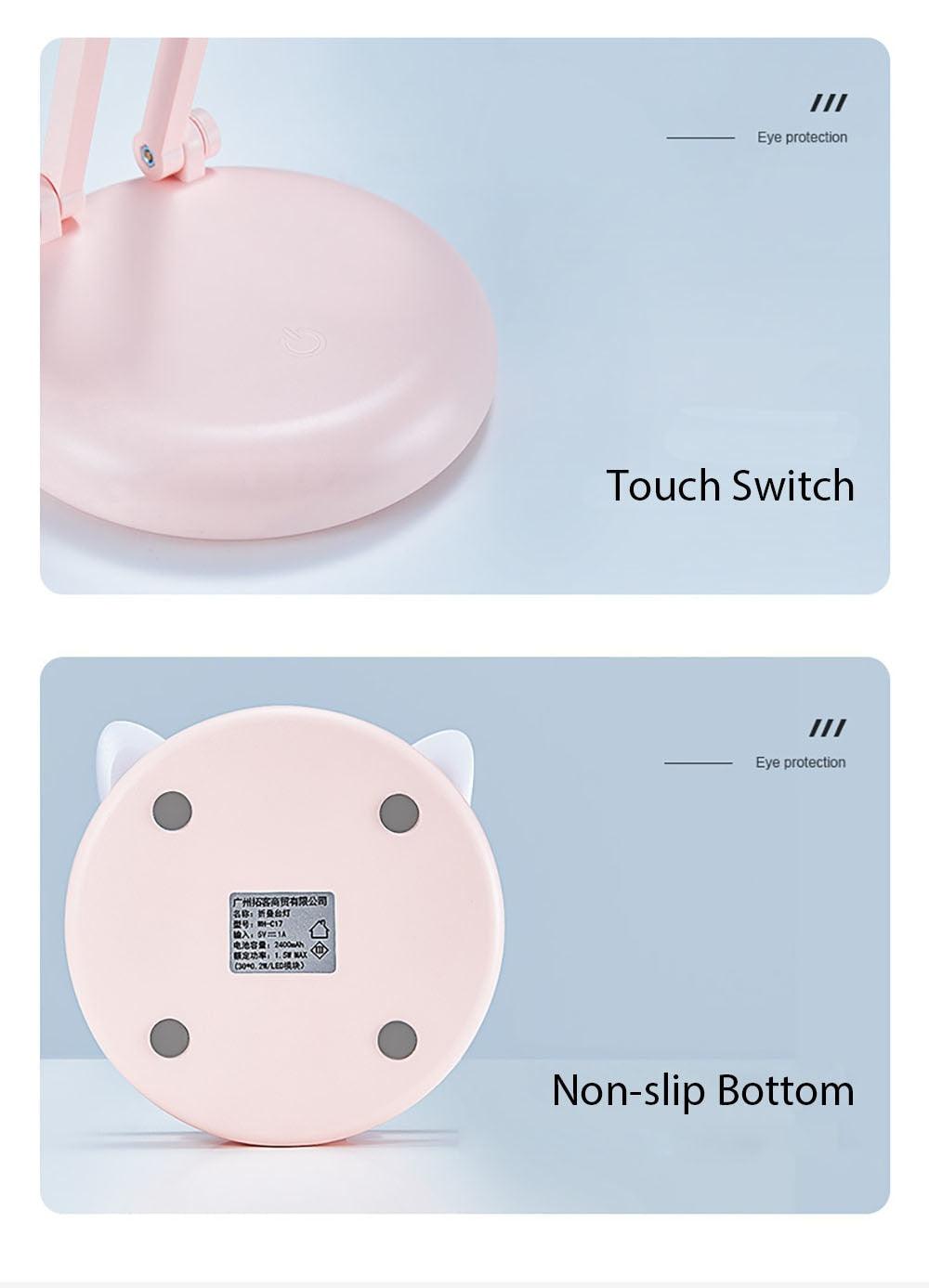 Cute Cat LED Table Lamp Children Study Eye Protection Desk Lamp 3600/6400mAh Long Battery Life Smart Bedroom Night Lamp Decorative Table Lamp Cute Study Lamps for Bedroom Décor