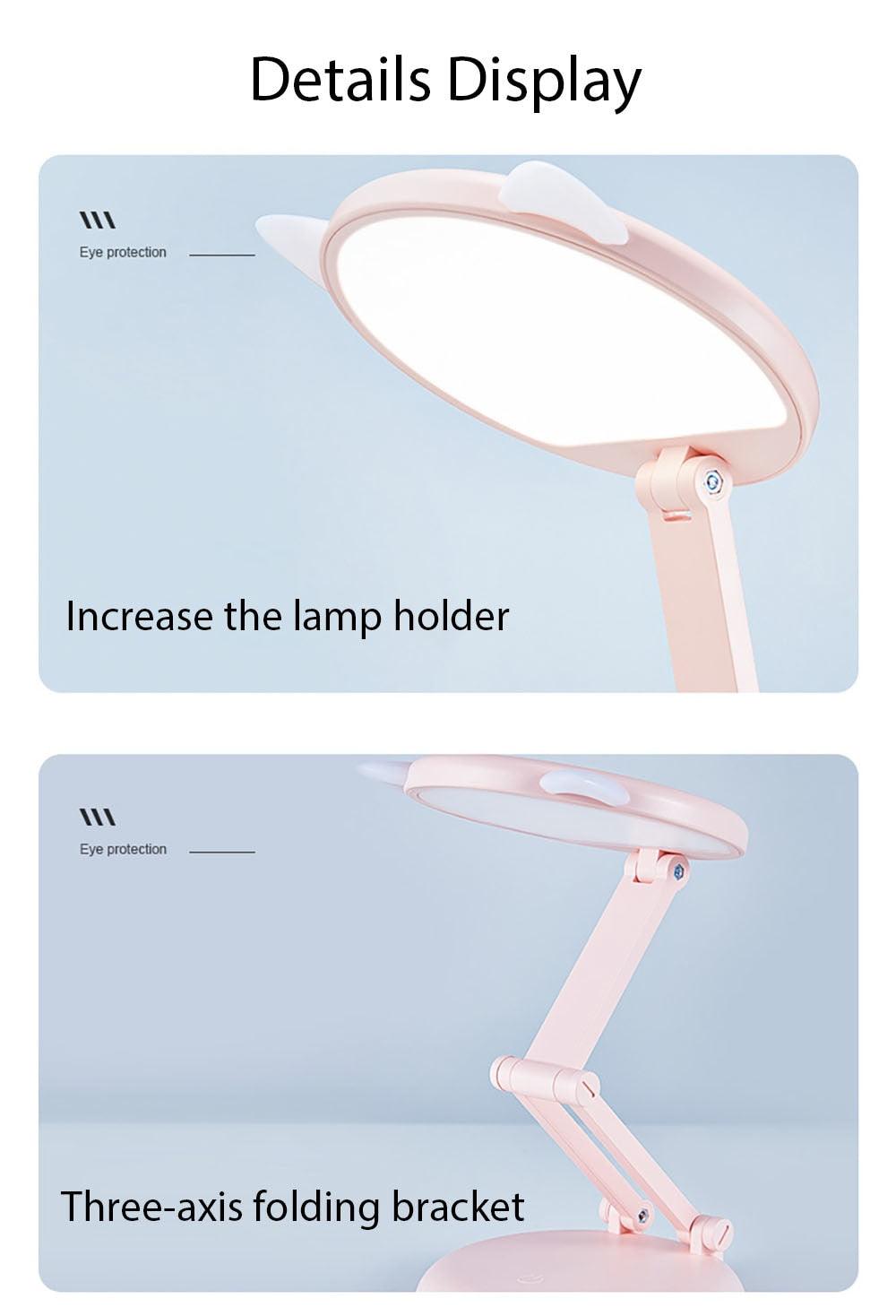Cute Cat LED Table Lamp Children Study Eye Protection Desk Lamp 3600/6400mAh Long Battery Life Smart Bedroom Night Lamp Decorative Table Lamp Cute Study Lamps for Bedroom Décor