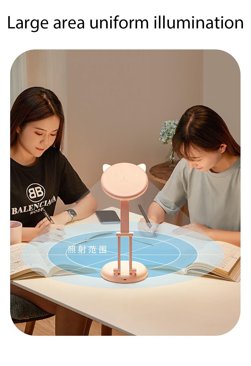 Cute Cat LED Table Lamp Children Study Eye Protection Desk Lamp 3600/6400mAh Long Battery Life Smart Bedroom Night Lamp Decorative Table Lamp Cute Study Lamps for Bedroom Décor