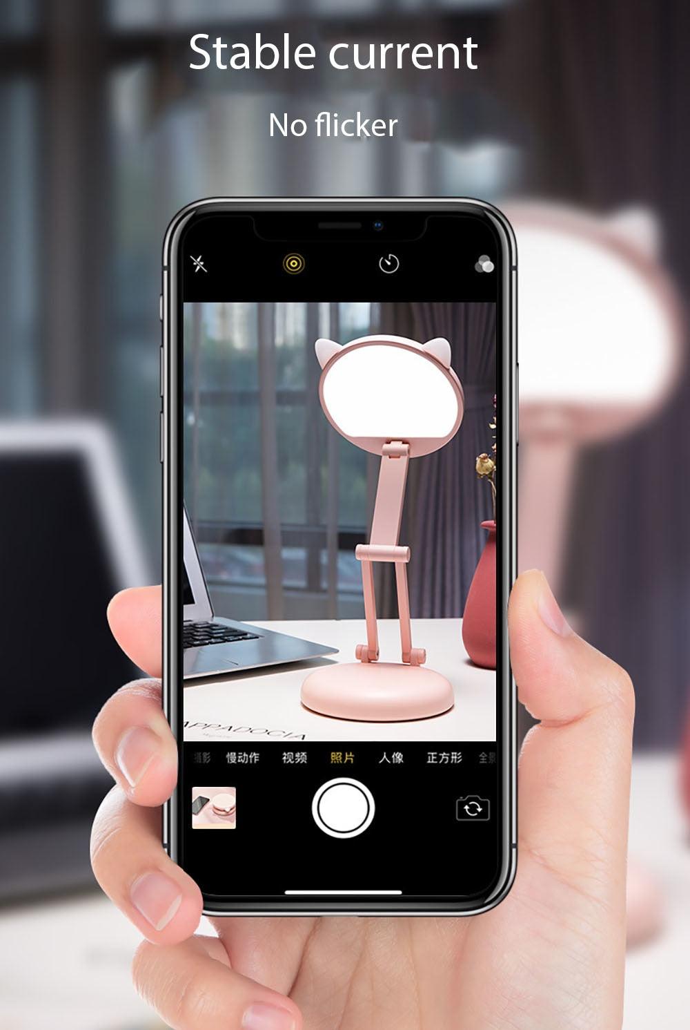 Cute Cat LED Table Lamp Children Study Eye Protection Desk Lamp 3600/6400mAh Long Battery Life Smart Bedroom Night Lamp Decorative Table Lamp Cute Study Lamps for Bedroom Décor