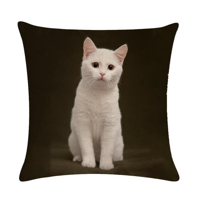 Cute Cat Sofa Decorative Cotton Linen Cushion Cover Pillow Cases Square Pillow Covers Cat Cotton Linen Decorative Cushion Covers For Home Throw Pillow Home Decor Pillowcover 45x45CM