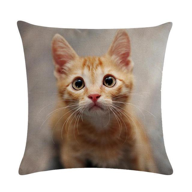 Cute Cat Sofa Decorative Cotton Linen Cushion Cover Pillow Cases Square Pillow Covers Cat Cotton Linen Decorative Cushion Covers For Home Throw Pillow Home Decor Pillowcover 45x45CM