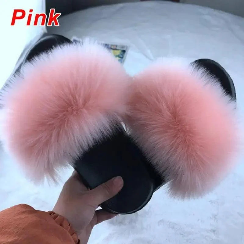 Cute Fluffy Ladies Indoor Warm Slippers Furry Luxury Flip Flops   Women's Fashion Flat Soft Flip Flops