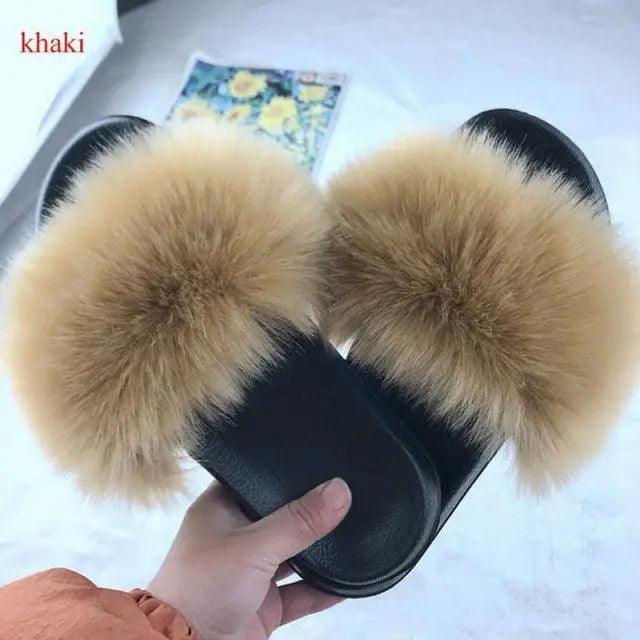 Cute Fluffy Ladies Indoor Warm Slippers Furry Luxury Flip Flops   Women's Fashion Flat Soft Flip Flops