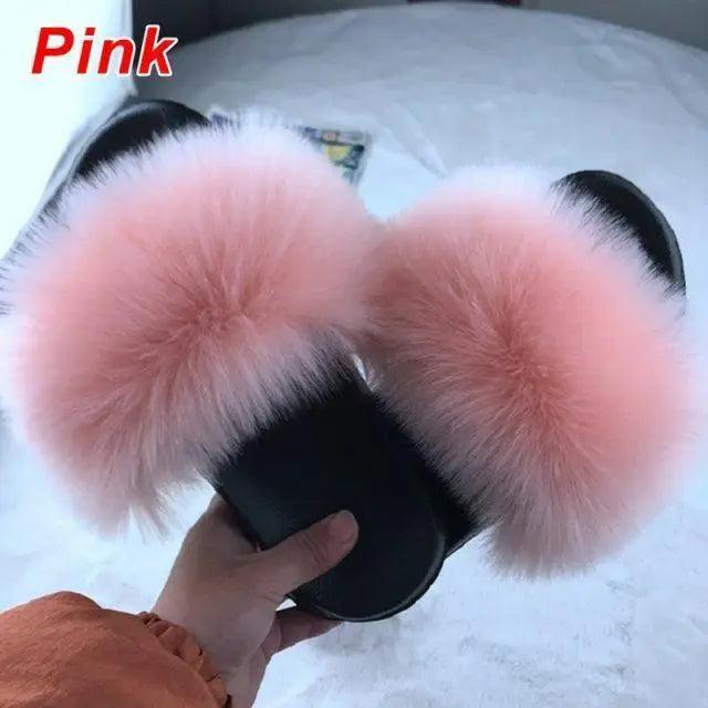 Cute Fluffy Ladies Indoor Warm Slippers Furry Luxury Flip Flops   Women's Fashion Flat Soft Flip Flops