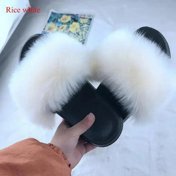 Cute Fluffy Ladies Indoor Warm Slippers Furry Luxury Flip Flops   Women's Fashion Flat Soft Flip Flops