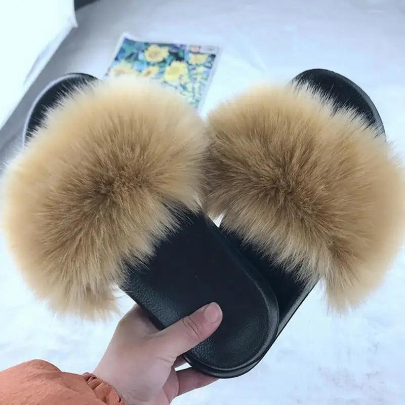 Cute Fluffy Ladies Indoor Warm Slippers Furry Luxury Flip Flops   Women's Fashion Flat Soft Flip Flops