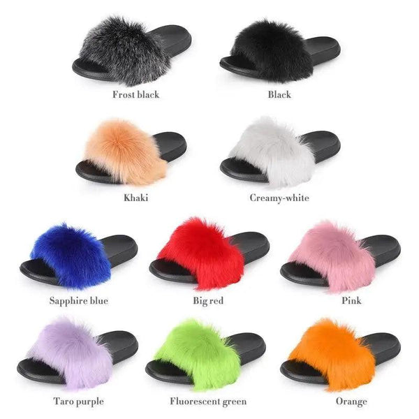 Cute Fluffy Ladies Indoor Warm Slippers Furry Luxury Flip Flops   Women's Fashion Flat Soft Flip Flops