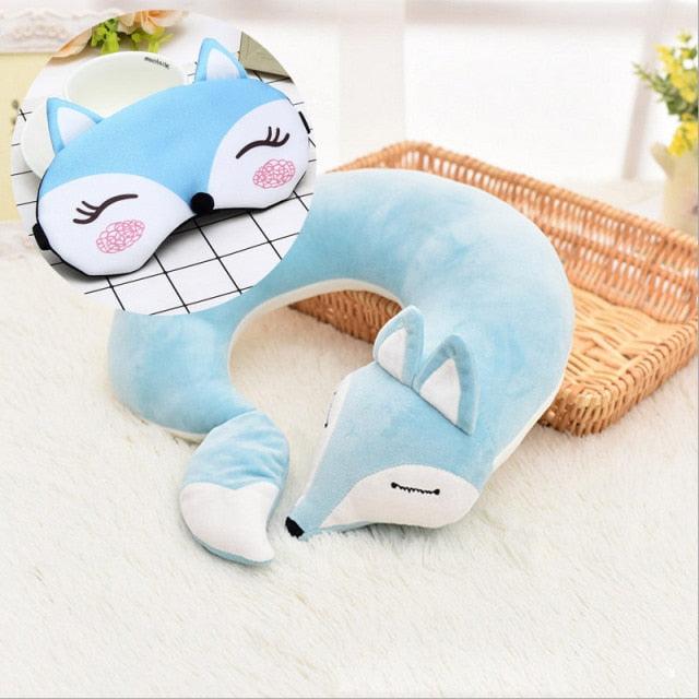 Cute Fox Animal Cotton Plush U Shape Neck Pillow Travel Car Home Pillow Nap Animal Pillow Health Care with Eye Mask Cute Fox U Shaped Neck Pillow for Car Airplane Traveling ,Animal Plush Stuffed Travel Pillow Travel Pillows Cartoon Planes Fox Animal