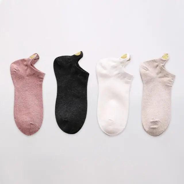 Cute Heart Design 4 Pairs Socks For Women Fashion Spring Cotton Modern Girls Casual Outdoor Socks For Women