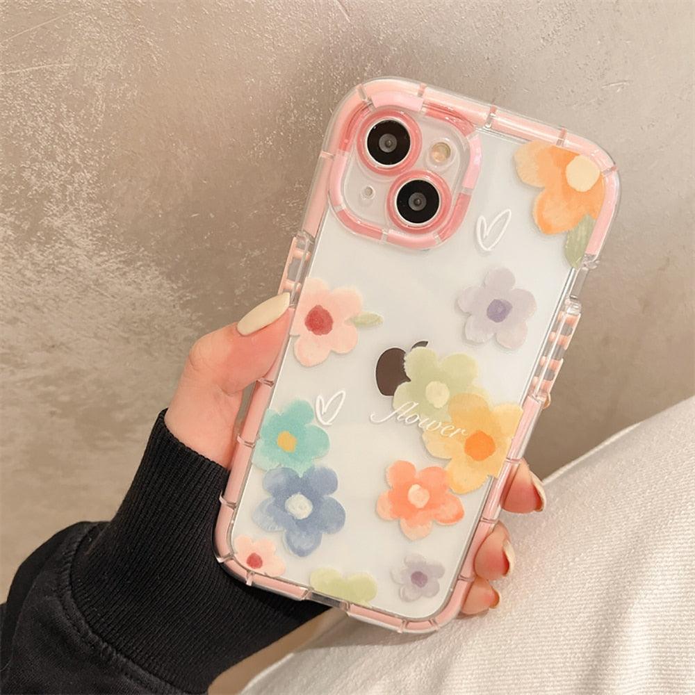 Cute Love Heart Soft Shockproof Bumper Transparent Phone Case For iPhone 12 13 Pro Max Silicone Back Cover Case  Cute Side Small Pattern for Women Girls Soft Silicone Shockproof Protective Cover