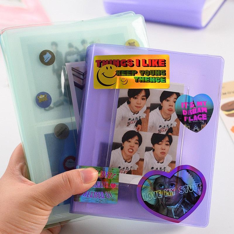 Cute Mini Holds 64 Photos Album Jelly Color Photo Album for Name Card 7s 8 25 50s Mini Photo Album Ring Binder Cover Refillable Notebook Photo Album