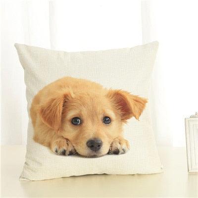 Cute Pet Dog Printed Cushion Cover Linen Pillow Cover Decorative Throw Pillow Cover For Sofa Chair Home