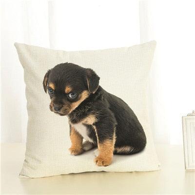 Cute Pet Dog Printed Cushion Cover Linen Pillow Cover Decorative Throw Pillow Cover For Sofa Chair Home