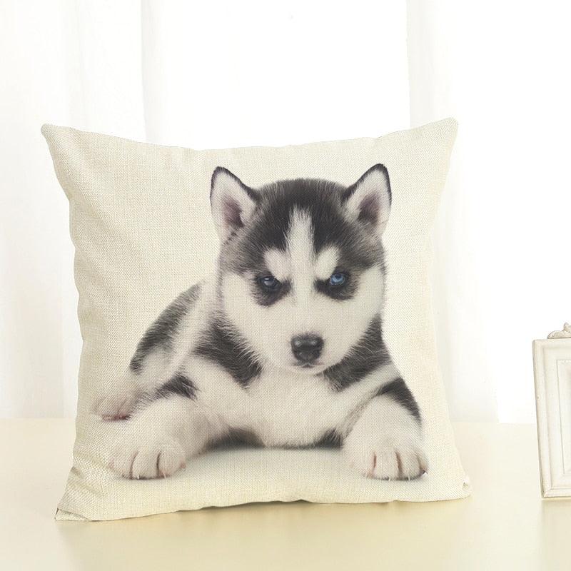 Cute Pet Dog Printed Cushion Cover Linen Pillow Cover Decorative Throw Pillow Cover For Sofa Chair Home
