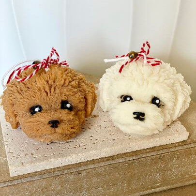 Cute Puppy Sculpture Candle – Hand-Poured Soy Wax | Ivory, Brown & Pink