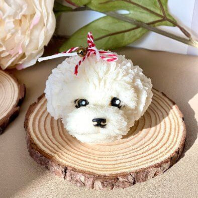 Cute Puppy Sculpture Candle – Hand-Poured Soy Wax | Ivory, Brown & Pink