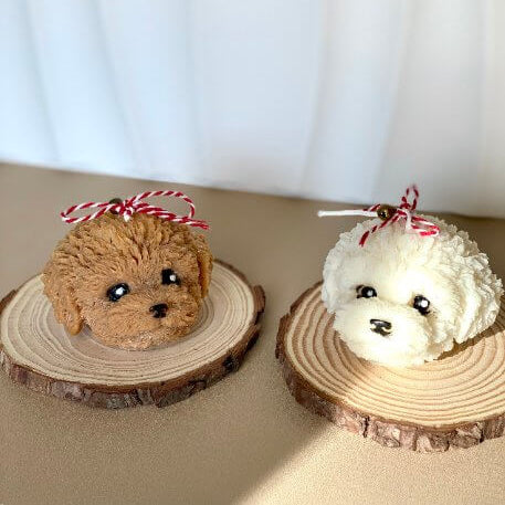 Cute Puppy Sculpture Candle – Hand-Poured Soy Wax | Ivory, Brown & Pink