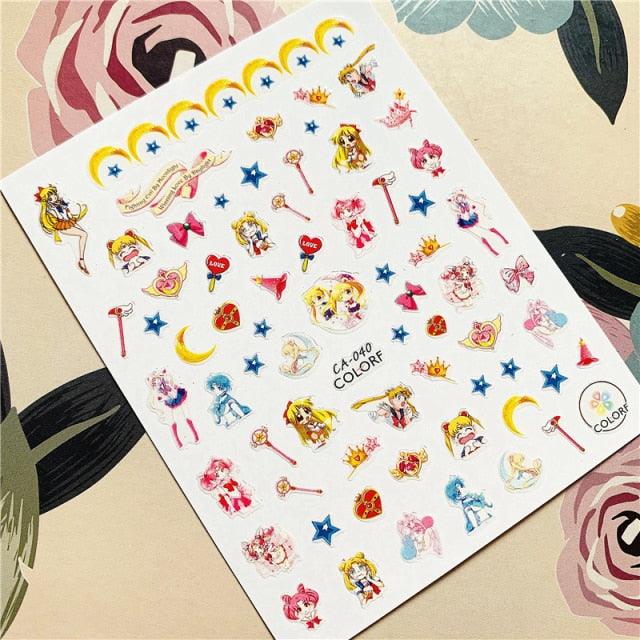 Cute rabbit Cute cat  Japanese Justice Girl 3D Back Glue Nail Sticker Nail Decoration Nail Art Nail Ornament Self Adhesive Nail Decals for Nail Art Decoration Including Hearts Stars Letters Bowknot Leaves Flowers Plants Fruits Butterflies for Woman