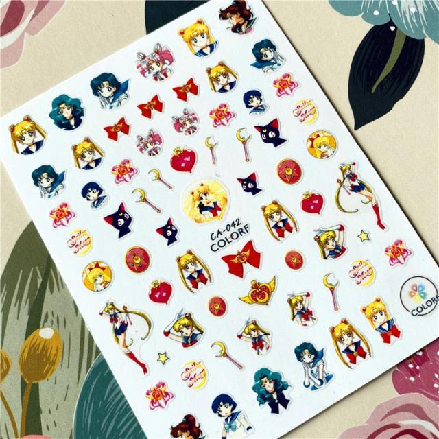 Cute rabbit Cute cat  Japanese Justice Girl 3D Back Glue Nail Sticker Nail Decoration Nail Art Nail Ornament Self Adhesive Nail Decals for Nail Art Decoration Including Hearts Stars Letters Bowknot Leaves Flowers Plants Fruits Butterflies for Woman