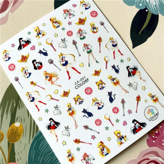 Cute rabbit Cute cat  Japanese Justice Girl 3D Back Glue Nail Sticker Nail Decoration Nail Art Nail Ornament Self Adhesive Nail Decals for Nail Art Decoration Including Hearts Stars Letters Bowknot Leaves Flowers Plants Fruits Butterflies for Woman