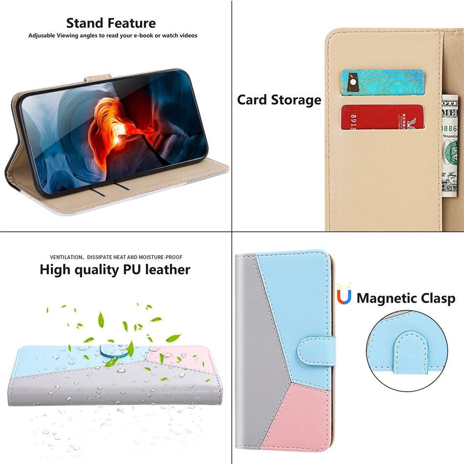 Cute Shockproof Flip PU Leather Wallet Cover Kickstand Card Slots Side Pocket Magnetic Closure Flip Phone Bags For iPhone 13 12 Mini 11 Pro Max XR X XS Max 7 8 6 6S Plus 5 5S SE Color Card Pocket Purse Wallet Case