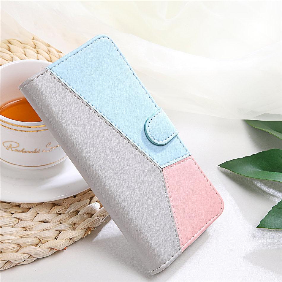 Cute Shockproof Flip PU Leather Wallet Cover Kickstand Card Slots Side Pocket Magnetic Closure Flip Phone Bags For iPhone 13 12 Mini 11 Pro Max XR X XS Max 7 8 6 6S Plus 5 5S SE Color Card Pocket Purse Wallet Case
