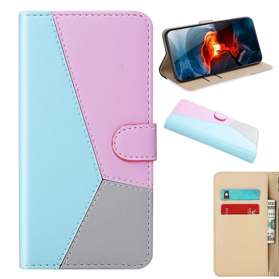 Cute Shockproof Flip PU Leather Wallet Cover Kickstand Card Slots Side Pocket Magnetic Closure Flip Phone Bags For iPhone 13 12 Mini 11 Pro Max XR X XS Max 7 8 6 6S Plus 5 5S SE Color Card Pocket Purse Wallet Case