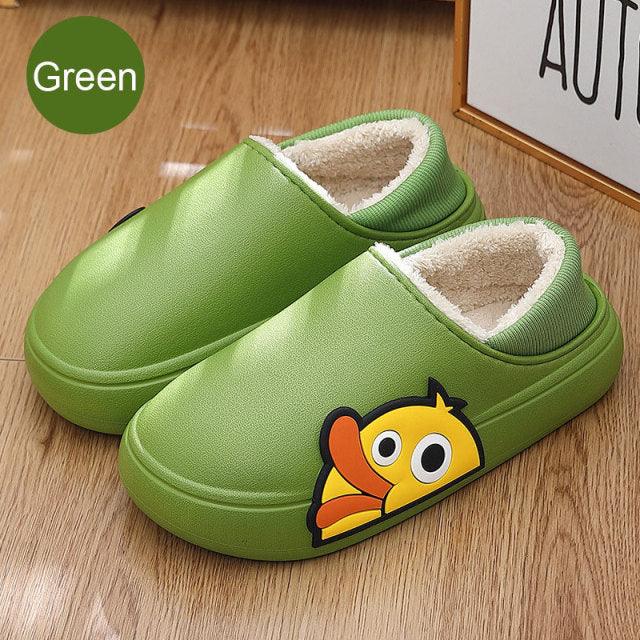 Cute Side Bear Waterproof Cotton Women Shoes Winter Warm Indoor Outdoor Wrapped Heel Slippers EVA Comfort Memory Foam Slippers Waterproof Non Skid Warm Washable Cotton Shoes Loafer Slippers
